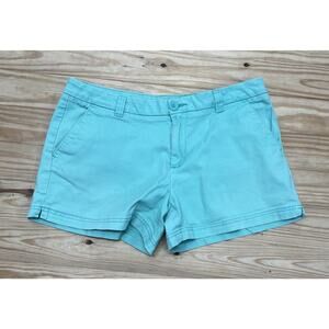 BCG Shorts Women 10 Blue Mid Rise Chino Cotton Pockets Flat Front Casual Solid